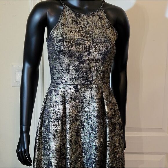 BRAND NEW SOPRANO METALLIC GOLD &BLACK SPAGHETTI STRAP SLEEVELESS DRESS - Picture 4 of 15